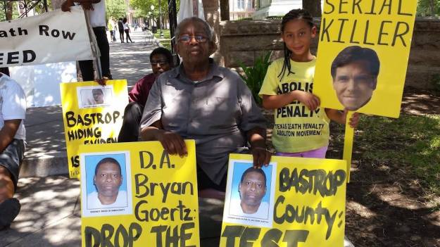 Walter Reed, Rodney's father, with a young supporter outside the Texas State Capitol Building